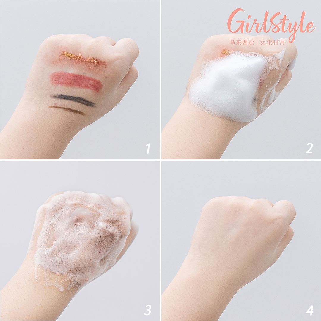 另一个让美编觉得超十分治愈的特点是,一按即出的绵密泡沫在脸上依附、用手轻轻按摩促进清洁的过程中,泡沫帮忙溶妆的同时,会特别“神奇”地转换成轻盈舒适乳霜状,深入细小毛孔将脏污清走!