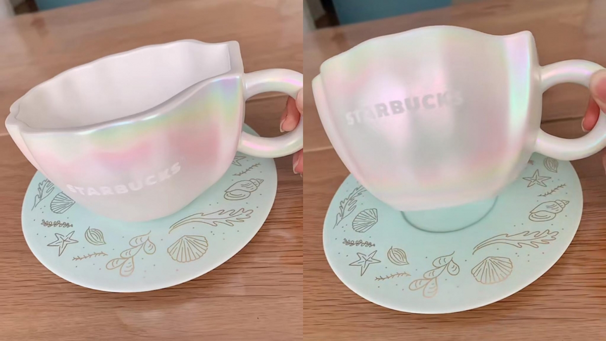 本次Starbucks新推出的这款珍珠白色系的贝壳纹路杯子Mug Pearl，据已经入手的水水网友形容，这款容量比普通杯子大了不止一点点（笑）大小挺适合当优格杯、早餐麦片杯的。