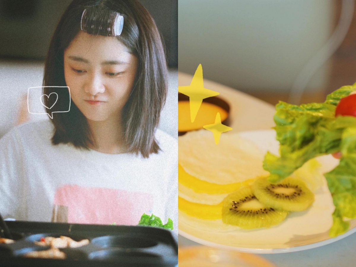 # 谭松韵瘦身秘诀 4:多吃蔬菜水果和好蛋白质、巧妙替换掉精致淀粉 平日有下厨习惯的谭松韵偶尔会在个人微博和Instagram上分享自煮美食。其中可以留意到,松韵在主食方面少碰白米饭,主食多以粗粮为主;炒面时也会用健康低卡的荞麦面替换掉一般面条~