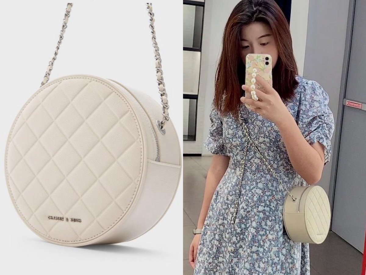 Charles & Keith Quilted Circle Bag 菱格纹圆饼包(白色)| 高贵的菱格纹衍缝纹路加上百搭白色,无论CP值或颜值都绝绝子
