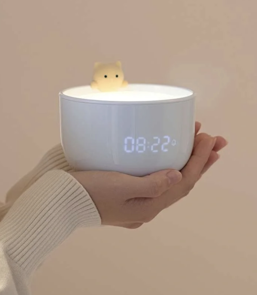 可爱小猫咪夜灯闹钟,治愈心灵的温馨暖光~