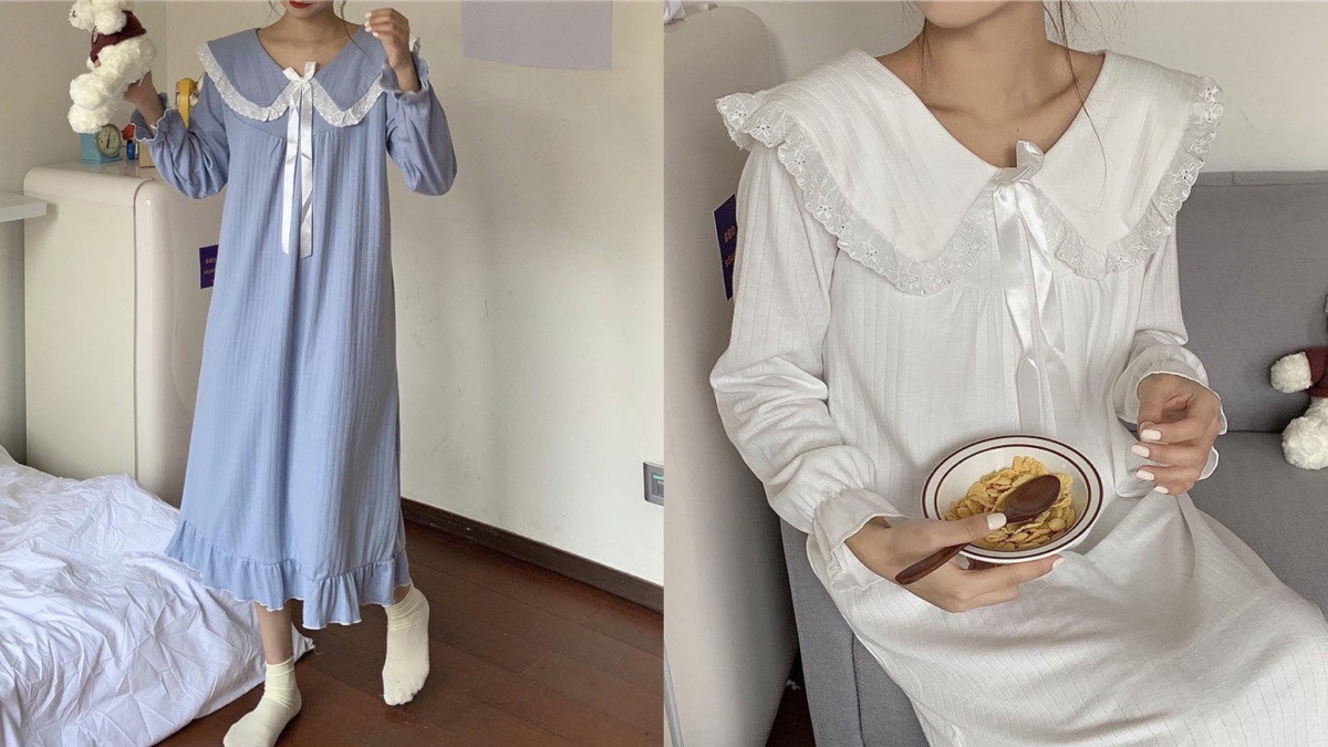 03 / 公主风睡衣裙 喜欢家居服/睡衣更偏公主风,也可以选择这类甜美系长裙装!超高颜值的设计,宅家自拍也能GET美美效果 ♥ >>> 【点击查看Shopee链接】