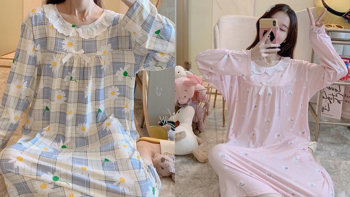 04 / 可爱少女系印花睡衣裙 超级少女心的长裙设计家居服,蕾丝点缀的领口加上小蝴蝶结、小雏菊等减龄女孩感元素,可爱感+舒适感兼备~ >>> 【点击查看Shopee链接】