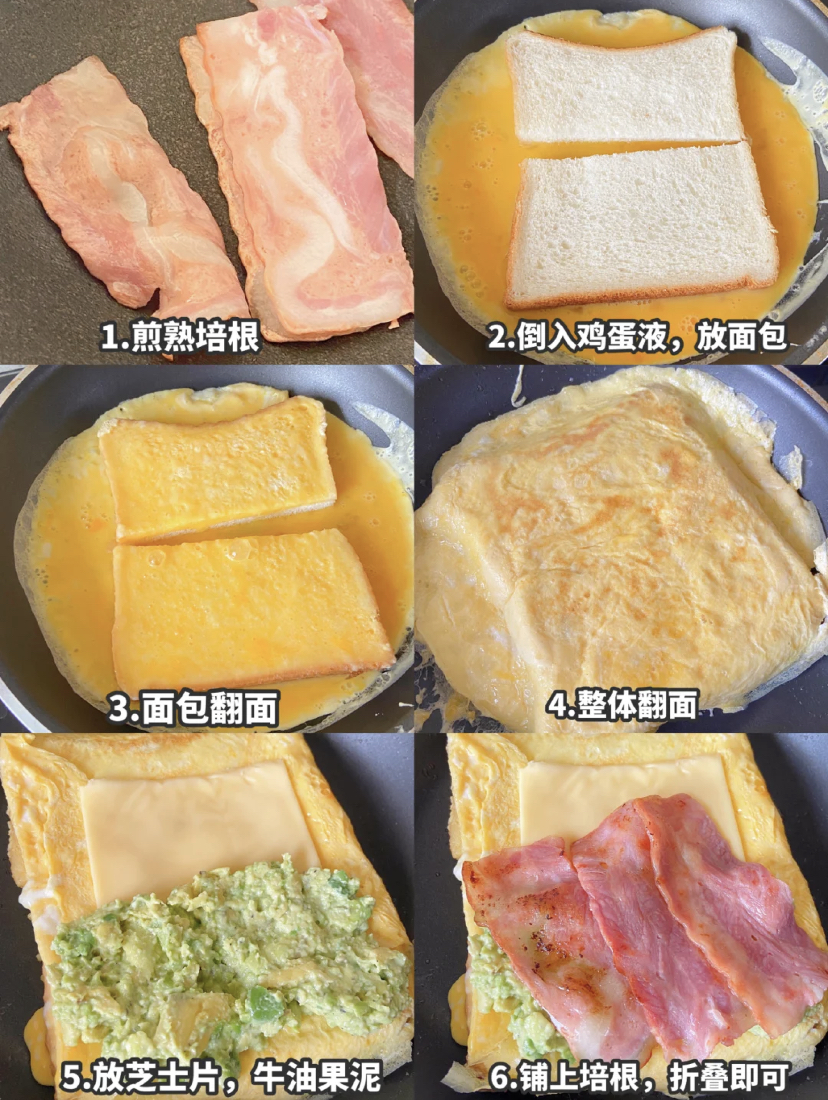 爆浆牛油果培根吐司做法