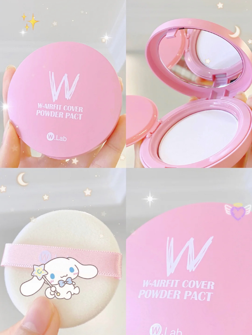 韩国人气粉色定妆粉饼,透明无粉感妆效超自然!