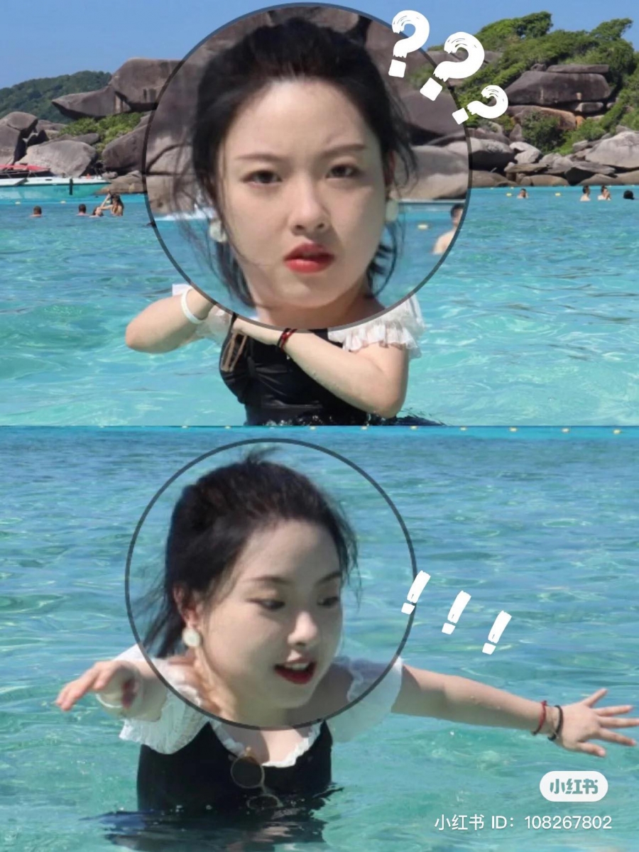 iPhone相册放大镜功能用途（二）：人像照片方面，应用了iPhone相册自带的放大镜效果后莫名自带喜感（笑）添加一些可爱字眼、卡通元素点缀，存档后用来当斗图表情包超合适！