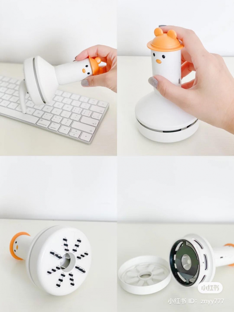 想要拥有干净整洁的书桌？赶紧入手小萌鸭造型的吸尘器，上升式吸力，灰尘碎屑都不会乱飘，轻松打扫桌面~