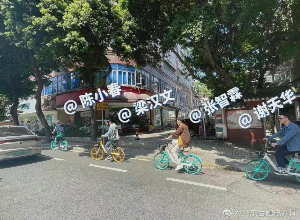 大湾区哥哥们在当地骑车压马路,据悉是要前往菜市场采购茶餐厅需要用的材料。