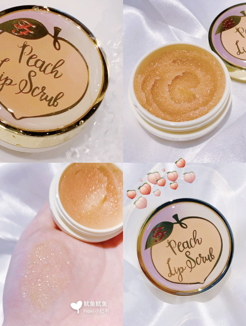 少女心爆棚的蜜桃白糖唇部磨砂膏,膏体粉嫩嫩的带有香甜的蜜桃香!