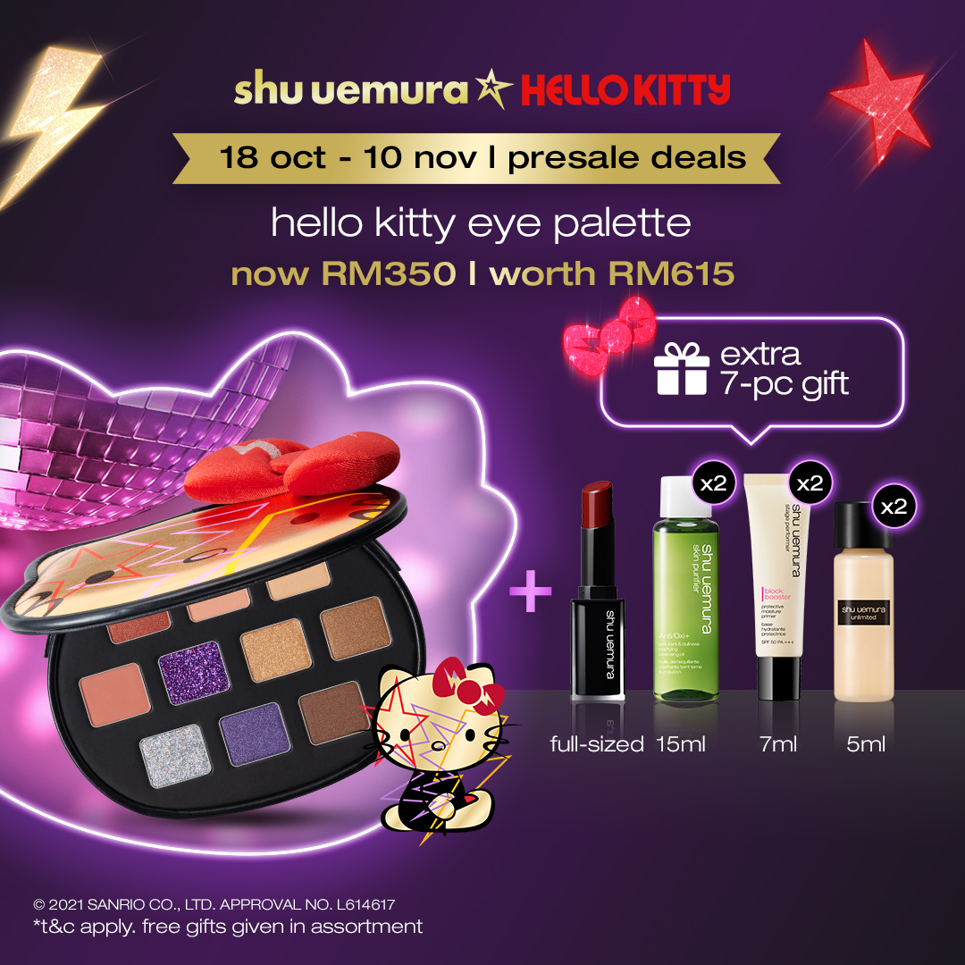 shu uemura x HELLO KITTY 电光派对10色眼影盘 总值RM615,Pre Sale抢购只需RM350