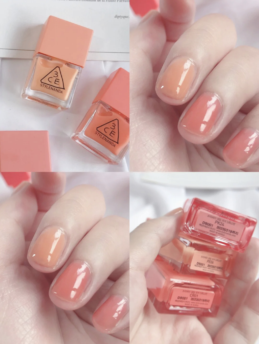 他们家比较冷门的春季款指甲油系列，上手无敌显白而且还透透的！