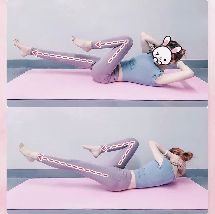 空中自行车仰卧动作,每次做20次坚持做3组!