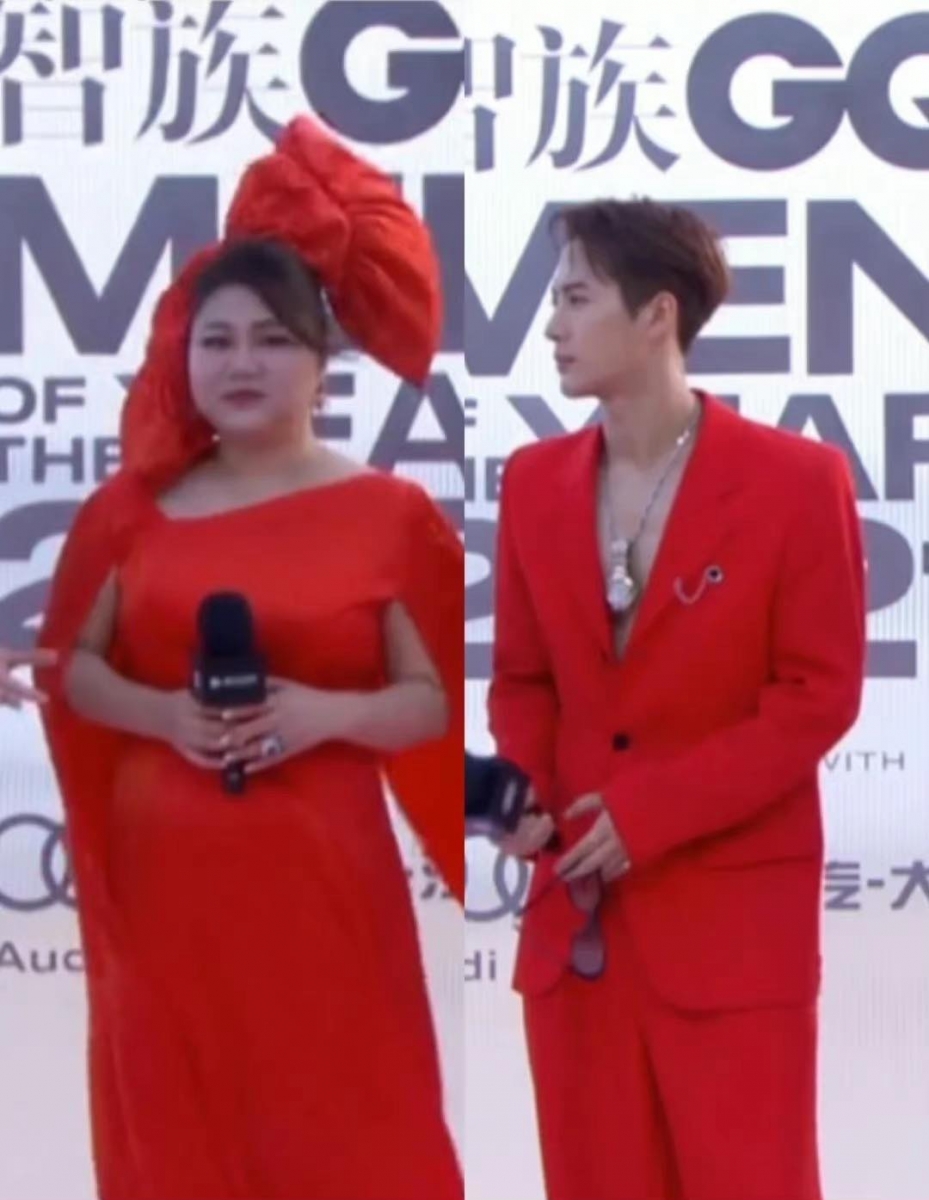 他和杨天真的「意外撞色」也掀起微博网友热议，被调侃宛如婚礼现场笑翻网友。