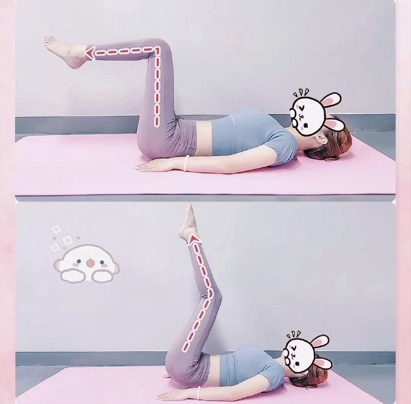 反向卷腹动作,每次做20次坚持做3组!