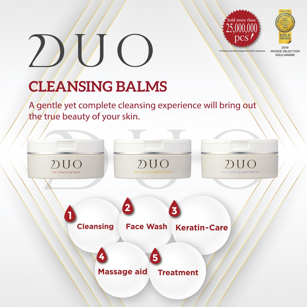 DUO The Cleansing Balm系列卸妆膏主打「5效合1」,卸妆、洁面、去角质、按摩和护肤一起完成。