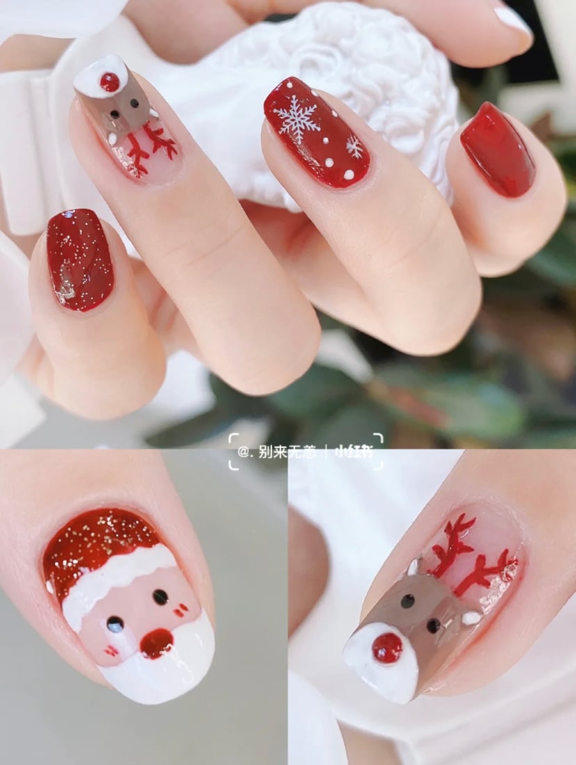 2021最有人气的8款绝美「圣诞美甲」设计合集，手绘立体小麋鹿、圣诞老人无敌可爱～