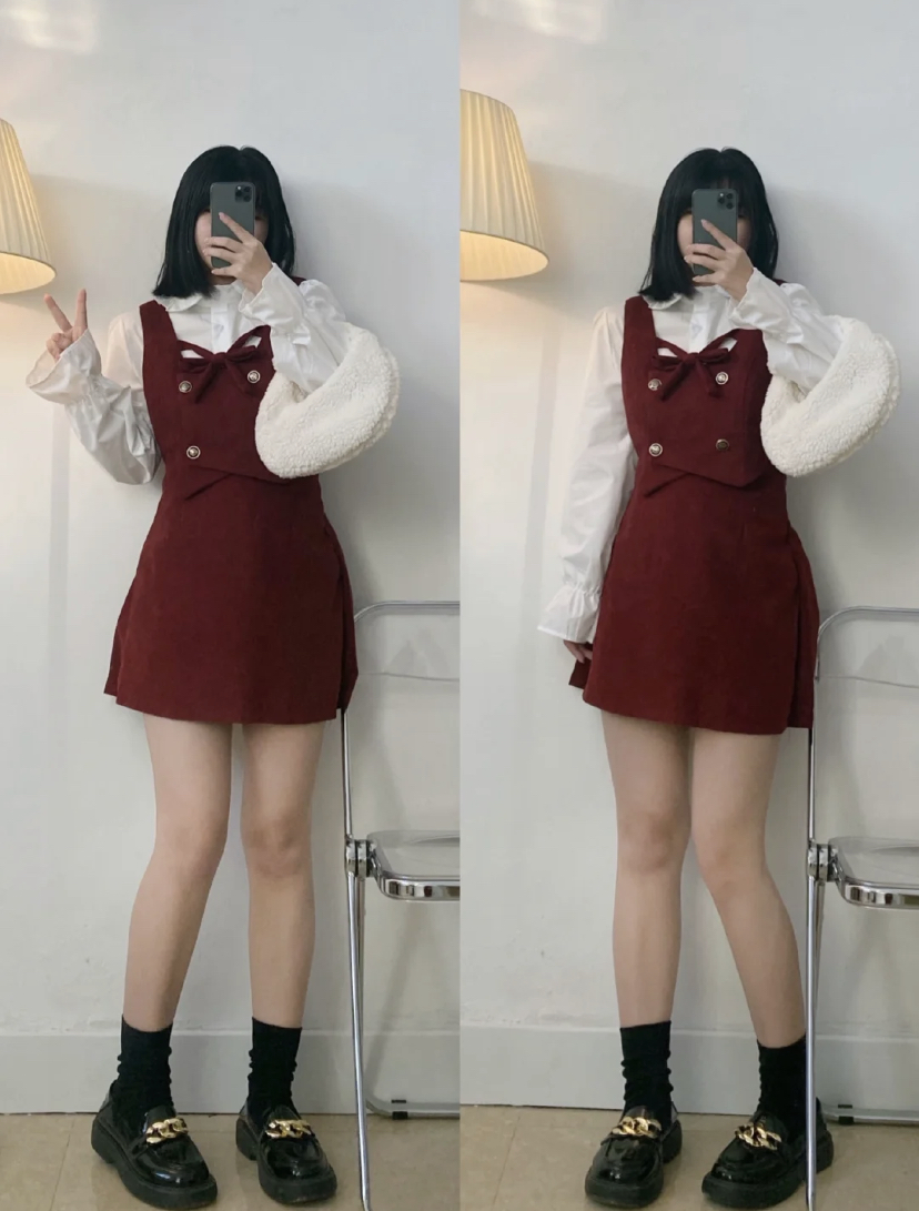 红配白的色调看起来也氛围感满满,随处拍超打卡都能带出圣诞节的感觉~