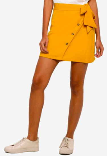 Button Skirt With Belt