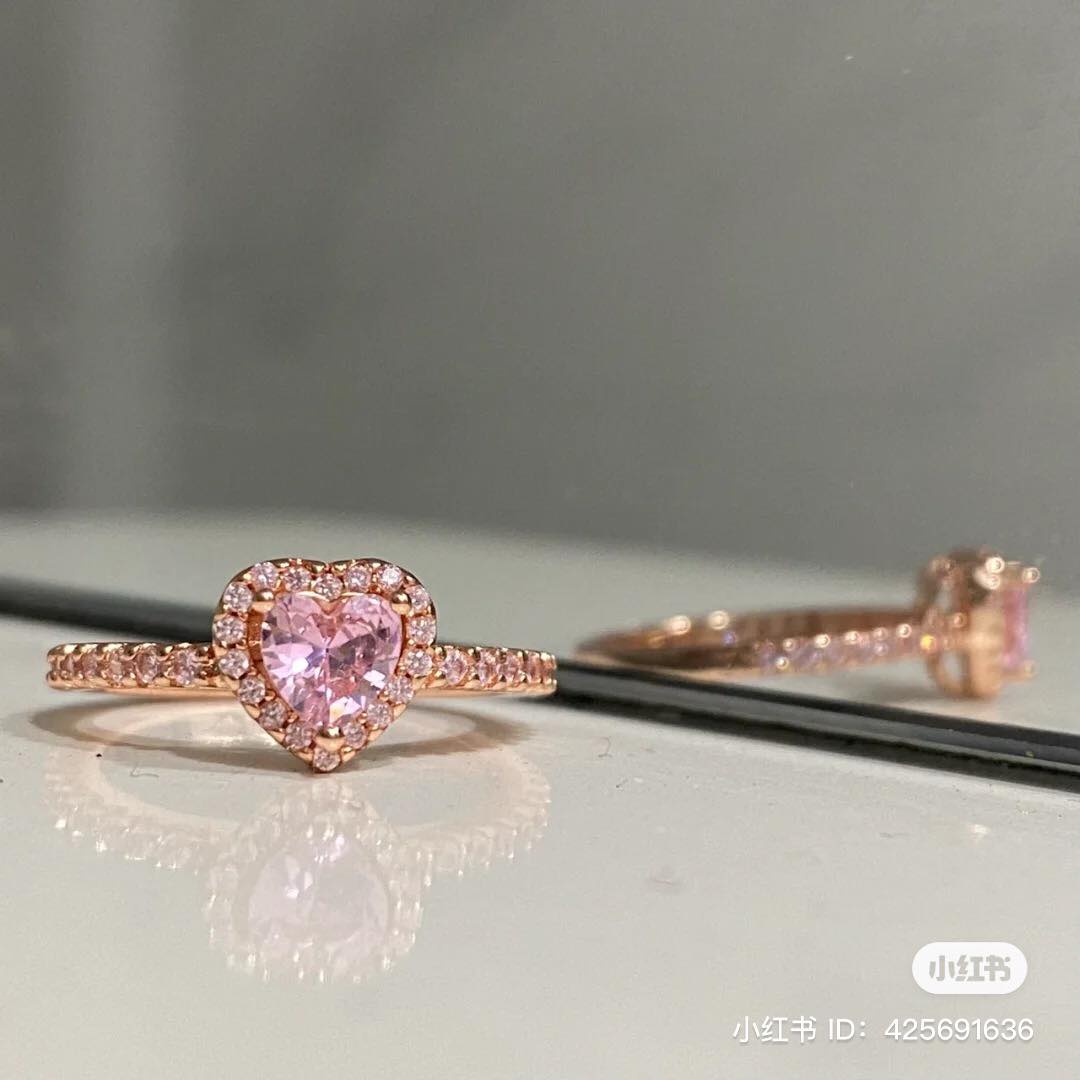 #潘多拉.玫瑰金爱心钻戒