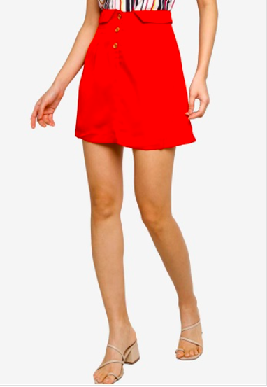 Foldover Button Mini Skirt