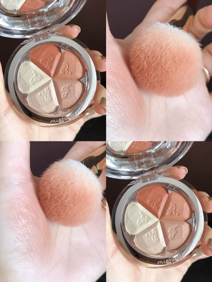 外表就像是小花一样好看，一小颗有5个不同色系的腮红色！