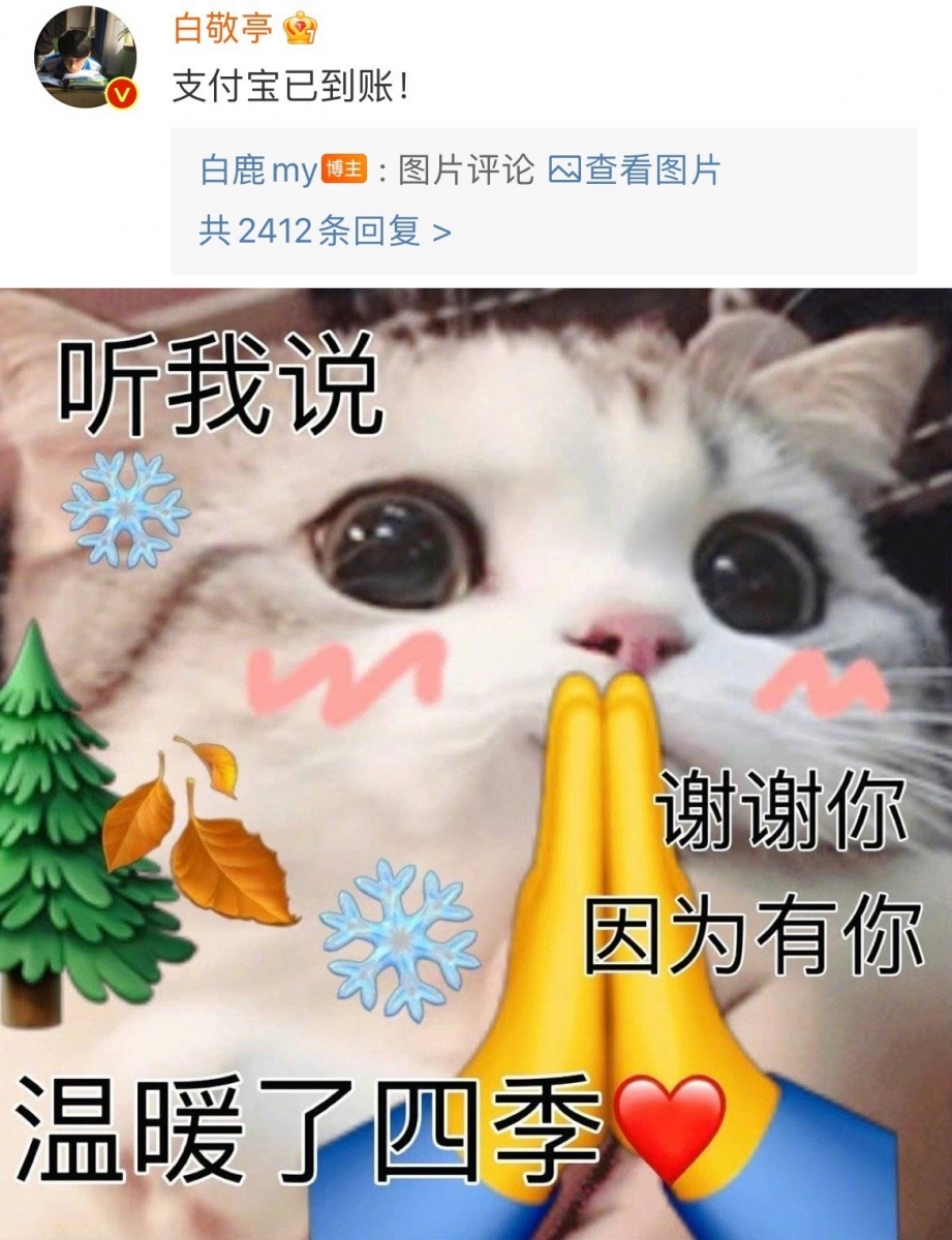 随即在帖子下方评论留言「支付宝已到账」