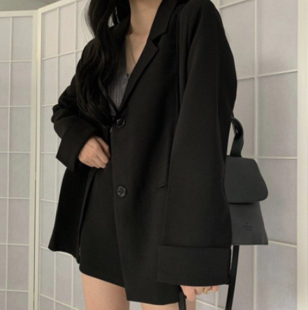 韩版百搭黑色西装外套