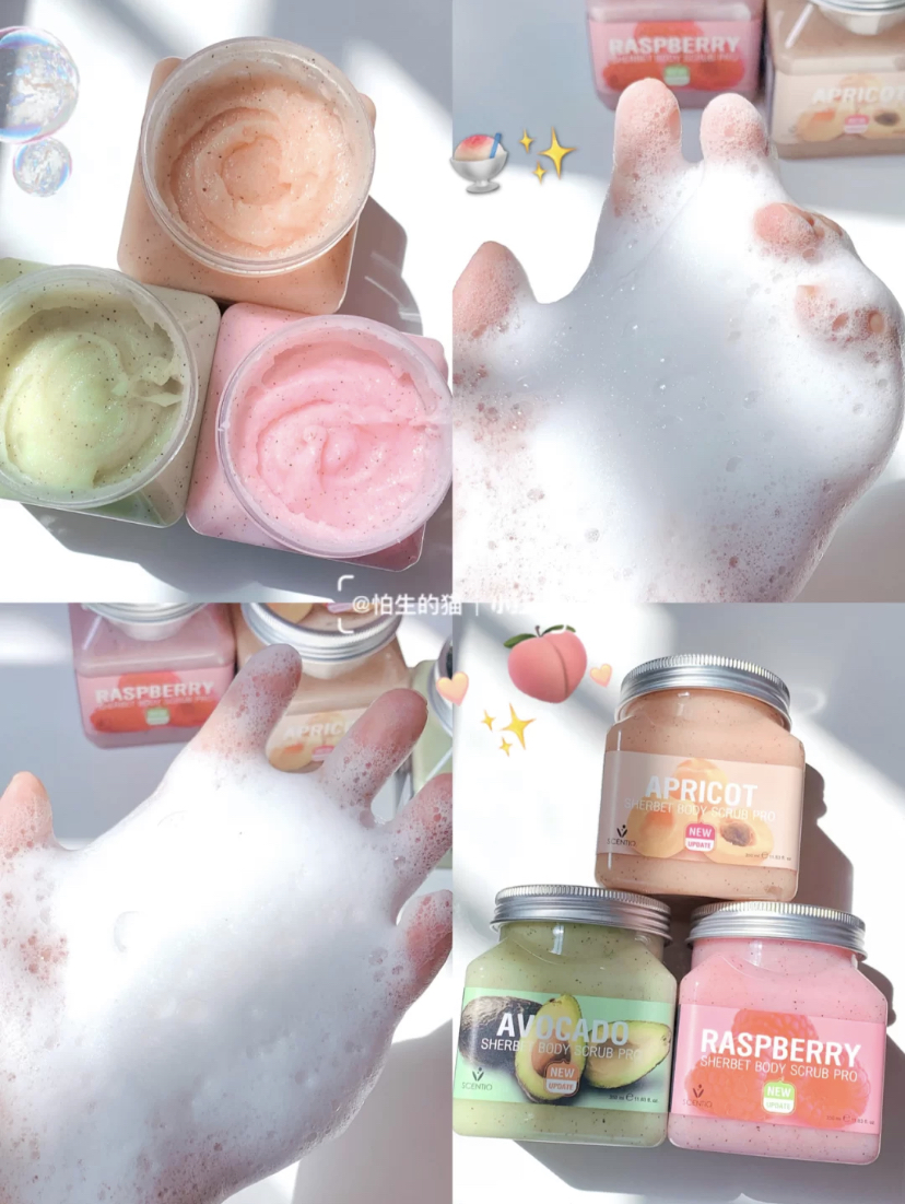 含有天然海盐成分的磨砂膏,可以去除鸡皮肤、背部痘痘和暗沉肌肤。