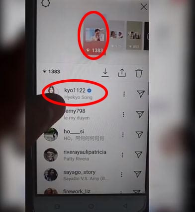 在 Story 观看记录里,可以看到宋慧乔的身影