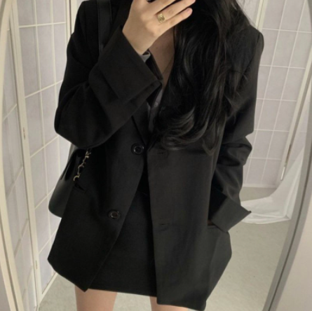 韩版百搭黑色西装外套