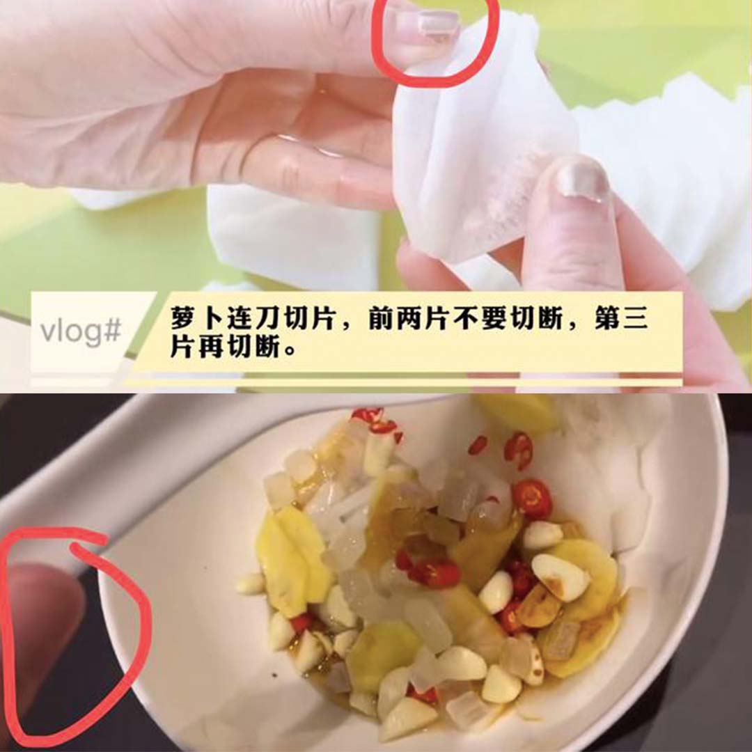 张天爱晒出的做菜视频中,徐开聘的手疑似入镜