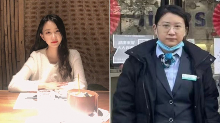 放上自己上班前和上班第二年的照片。