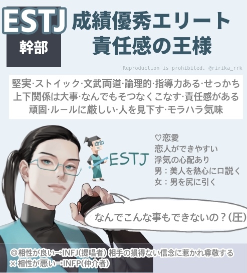 「ESTJ 总经理型」： 成绩优秀的菁英、责任感之王
