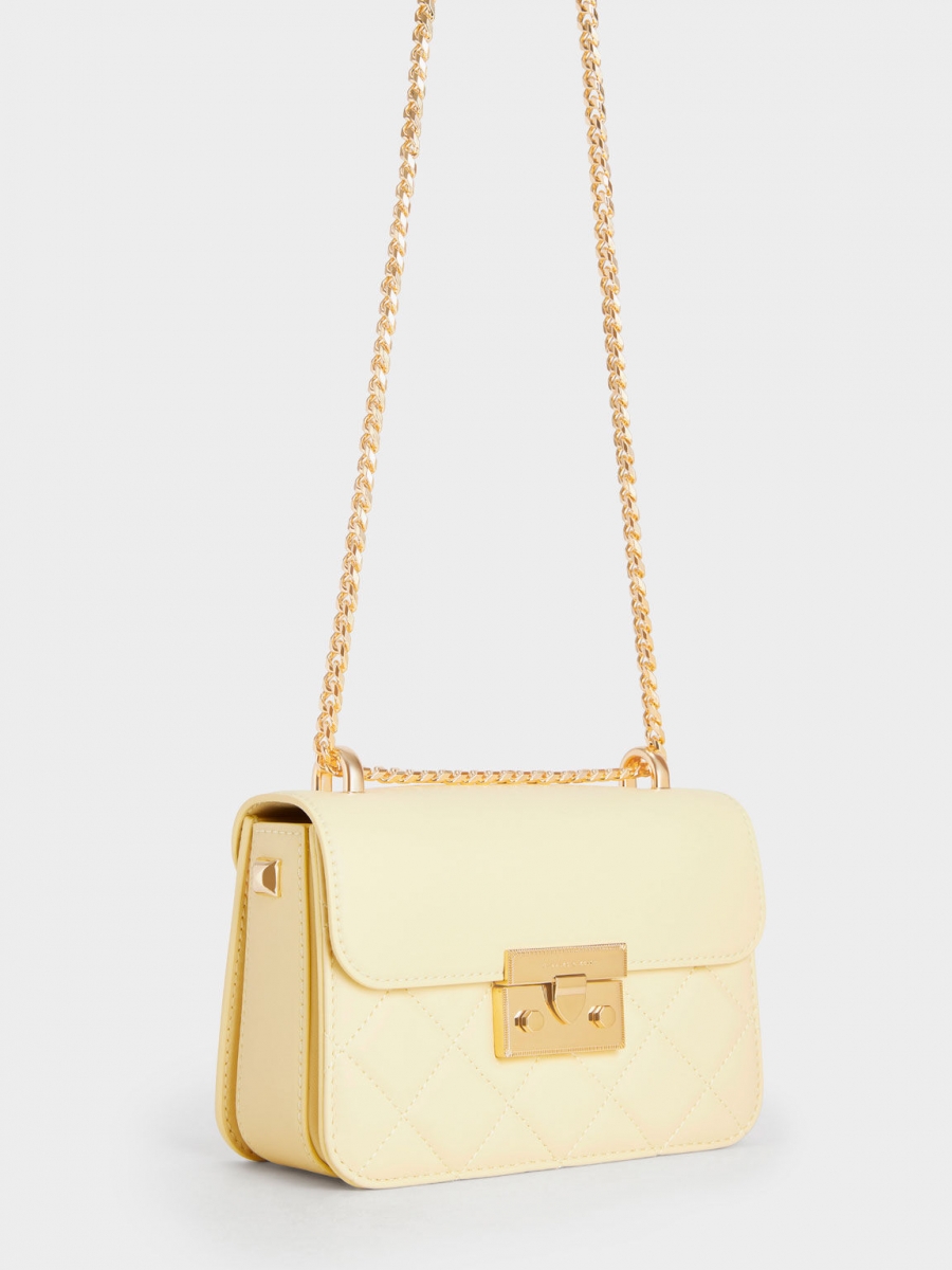 Metallic Push-Lock Chain Bag
