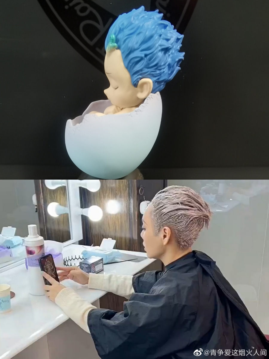 甚至染发的模样都被指撞脸《哪吒之魔童降世》的幼年敖丙~