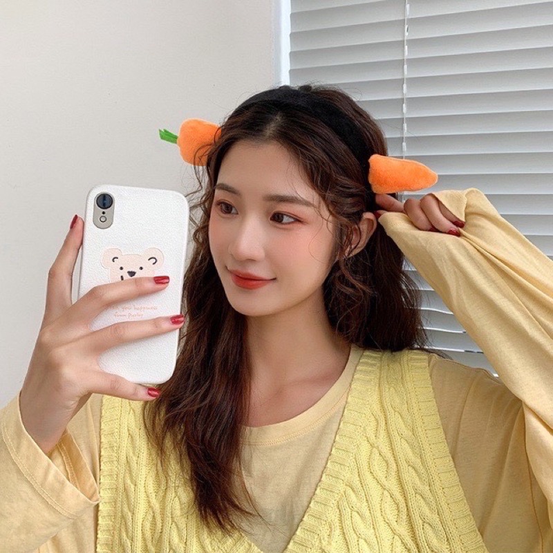 小红书上人气超高的萝卜发箍,萝卜分成两截带上后的效果真的太可爱啦!