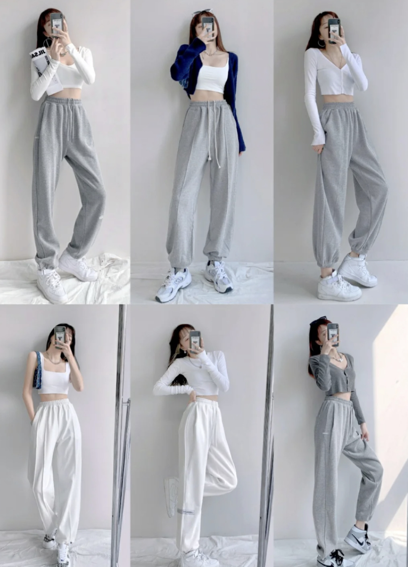 这种比较宽松的运动长裤休闲又好穿！基本上搭配T恤、卫衣就是爱豆同款穿搭