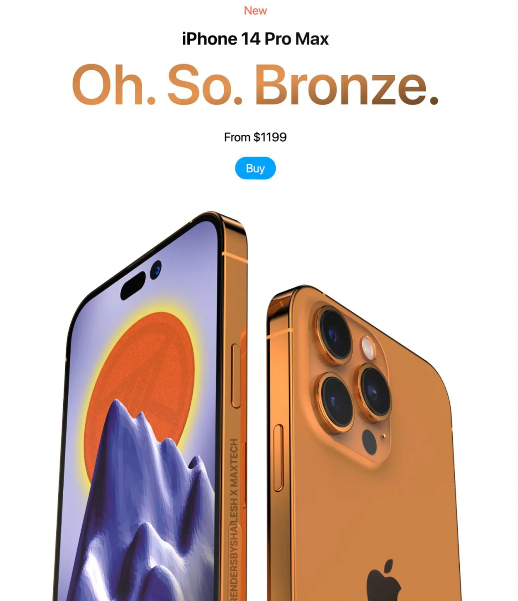 据悉这次iPhone 14 Pro将会新增全新的「古铜色」配色~