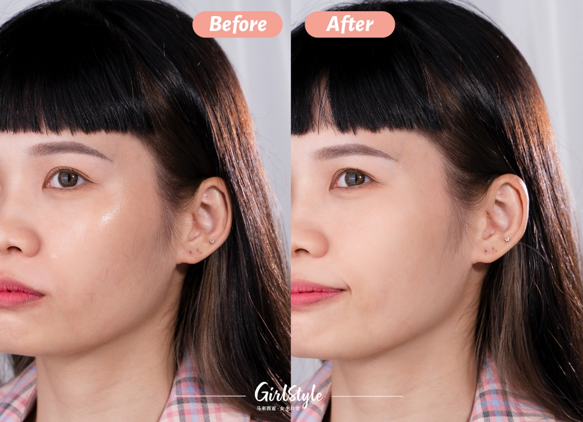 上脸后已完美遮盖80%的轻微脸部瑕疵