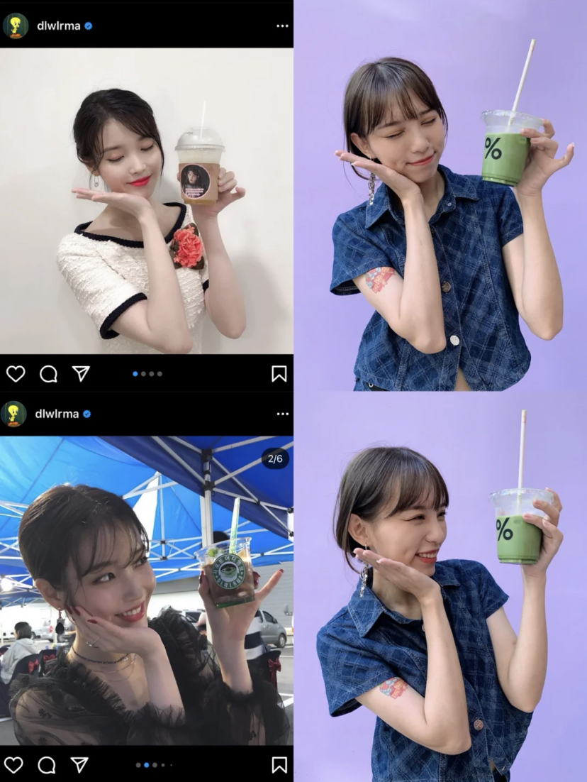 拿着各种不同的美食都可以拍出这张同款照，手拿着美食另一个手可以遮脸或者是轻轻托腮哦！