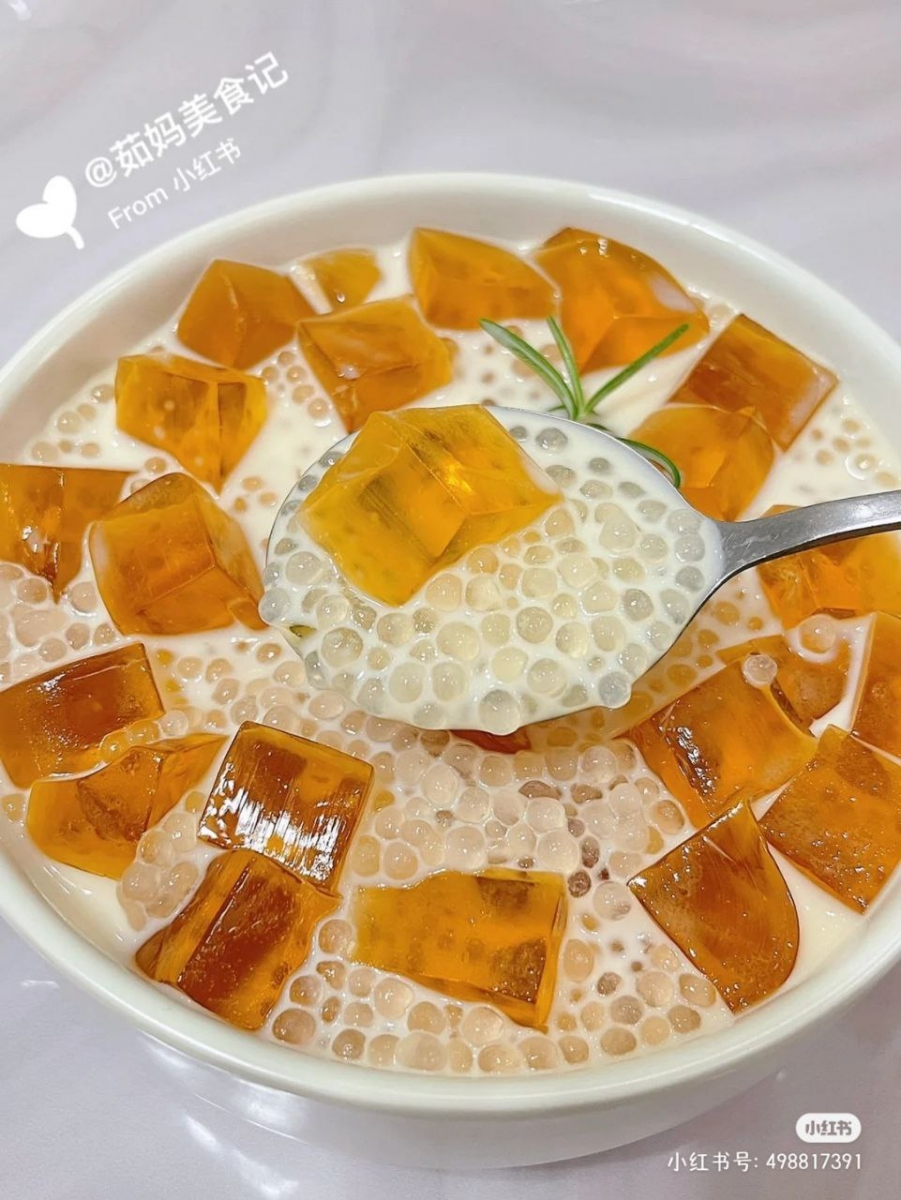 椰奶茶冻西米露