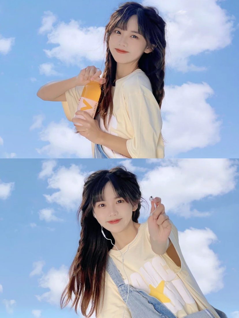 在蓝蓝的天空下自拍真的太有氛围感了~