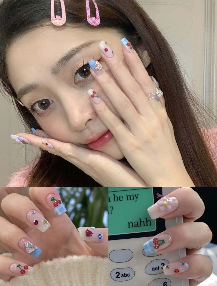 Jennie同款:可爱樱桃美甲