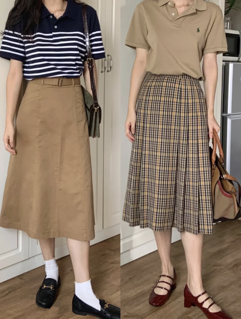 走文艺风集美们可以搭配长裙，既显气质又可以让身材比例看起来更修长！