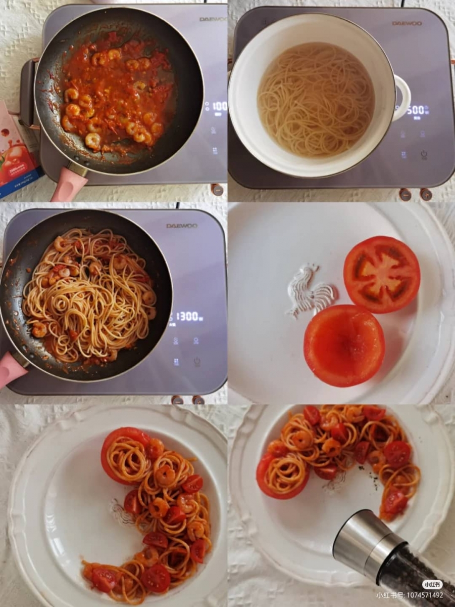 4、番茄虾仁意面