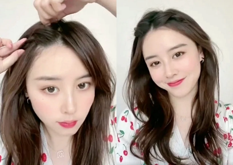 1、黑色一字夹——扭转编发