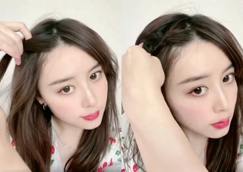 1、黑色一字夹——扭转编发