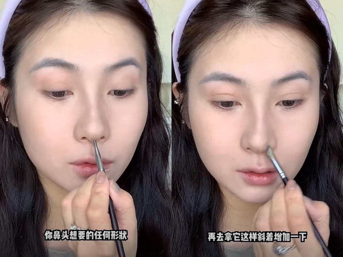 用鼻影刷修饰鼻头