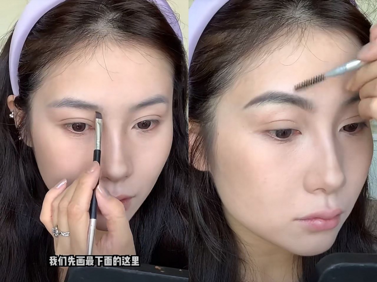 港风美女的眉毛比较粗且浓密,眉型微微上扬还带点眉峰