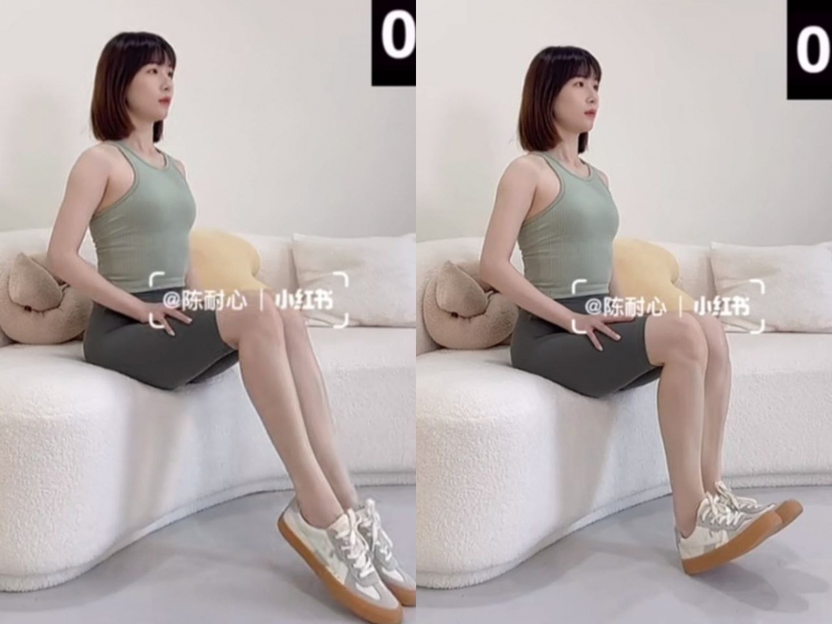 动作二:坐姿前后踮脚